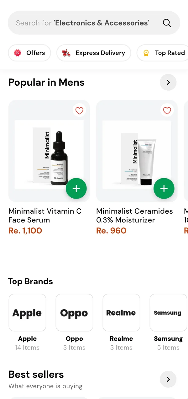 6amMart eCommerce module reskin: category picks and top brands